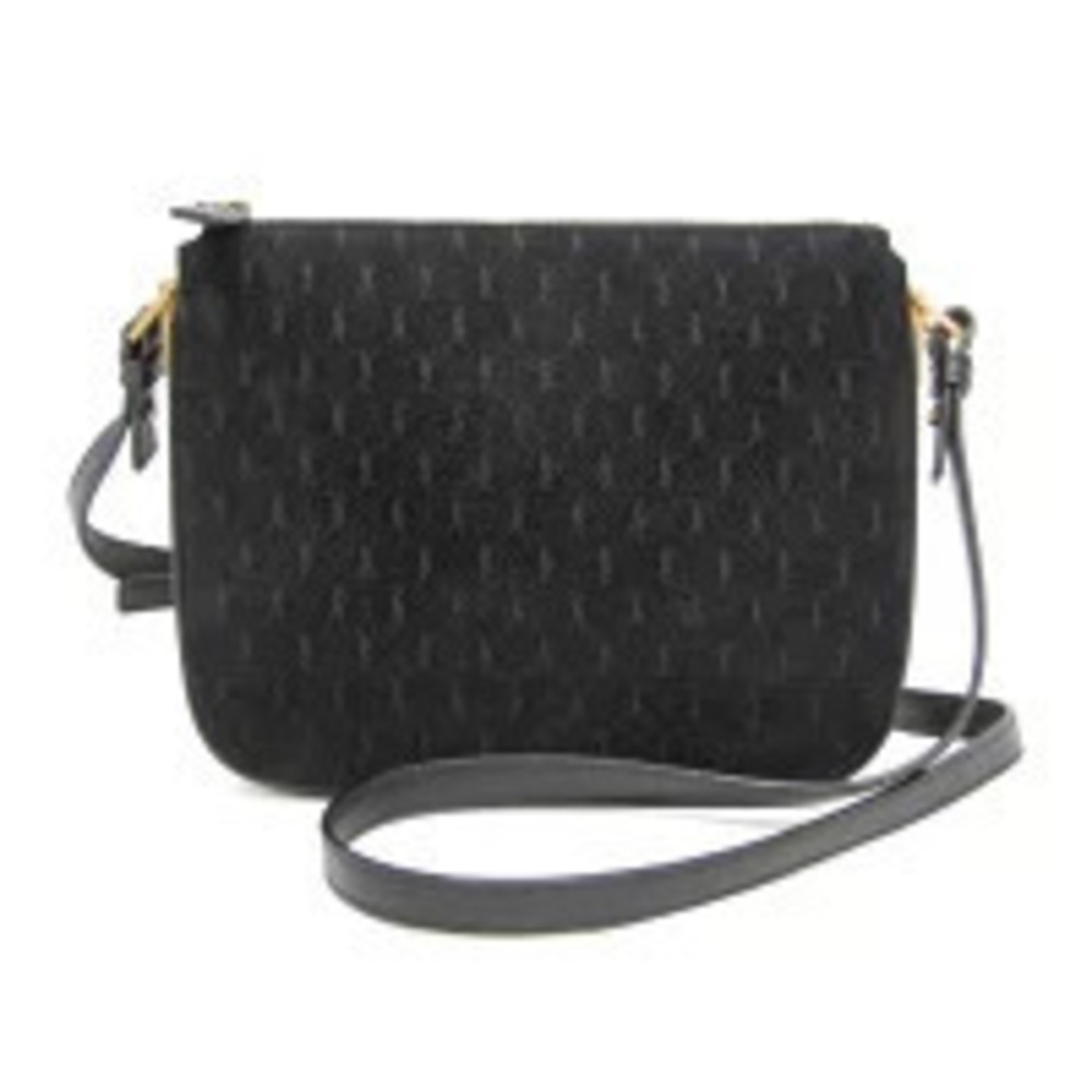 Saint Laurent Monogram Suede Leather Shoulder Bag Black
